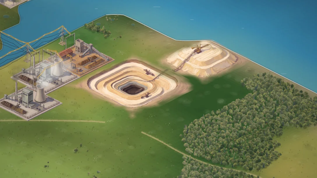 The pit widened to four by four tiles, the heap finished in bare sand.