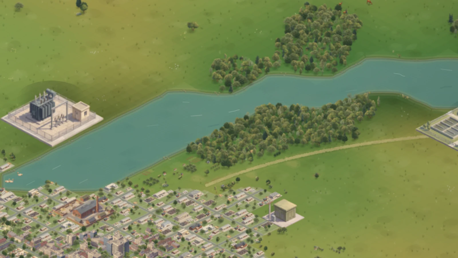 A river on 0.9.7 beside Ironhollow, between woods, its water darker and its banks soft, with streaks of current on it.